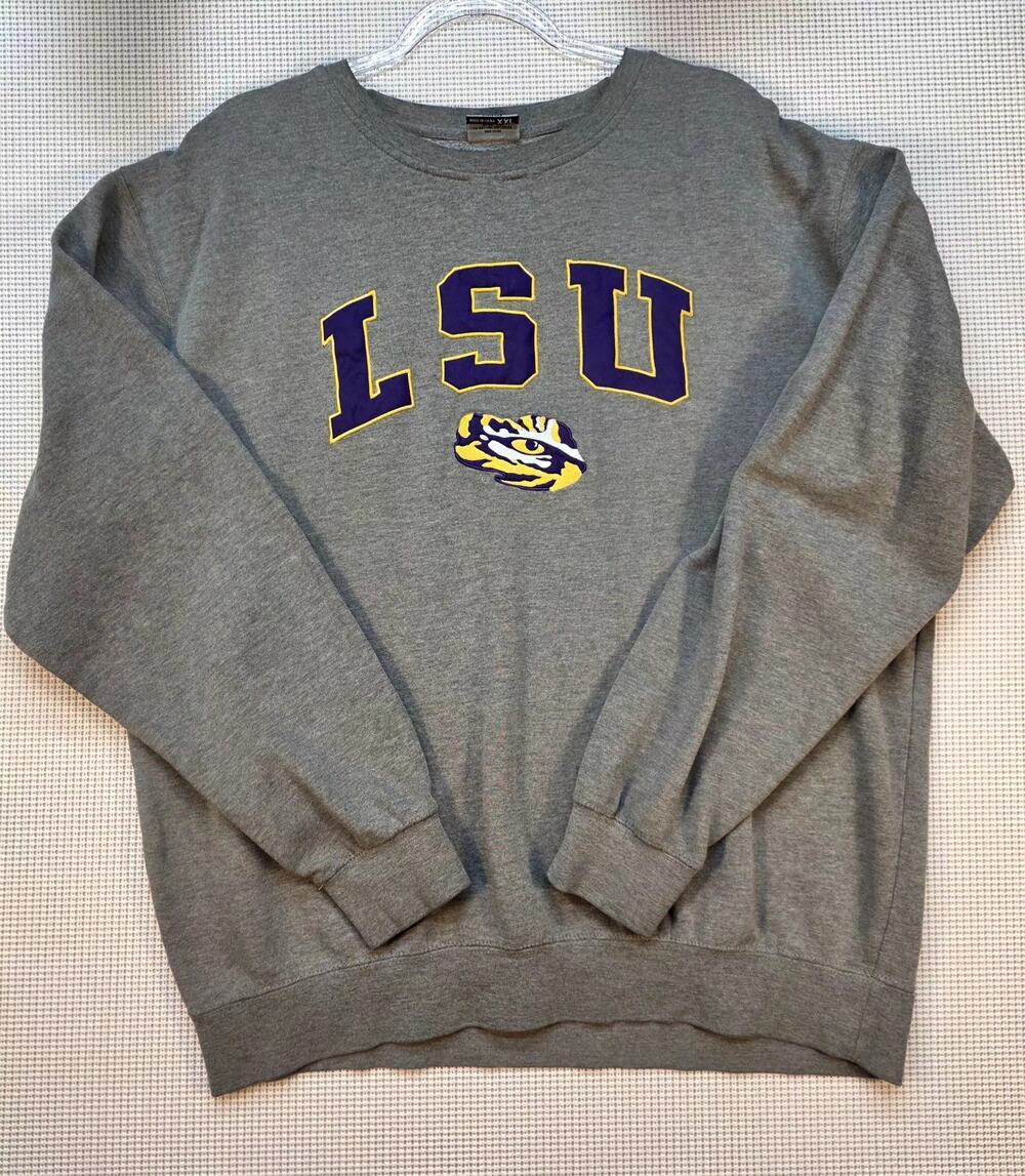 Vintage LSU Tigers Stadium Athletics Heather Gray Crewneck Sweatshirt Sz XXL